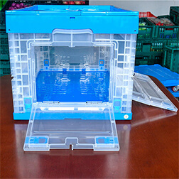 600x400x355mm  plastic foldable box crates with two side open