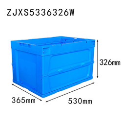 Blue color 530*360*326 mm plastic folding container without top cover