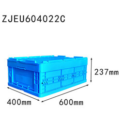 with top cover 600*400*237mm folding box manufacturer plastic material collapsible storage crate