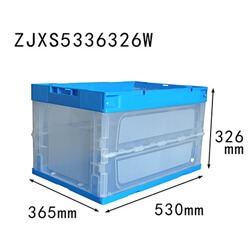 clear color 530*360*326 mm folding storage box plastic collapsible crate