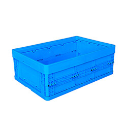 600*400*220mm solid style foldable box supplier blue color plastic collapsible crate