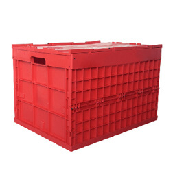 red color 760x580x520 solid box plastic foldable storage container