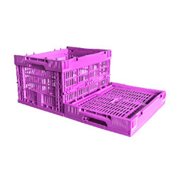 400x300x240 purple color vented type plastic collapsible crate