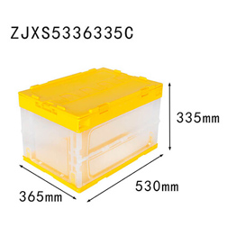 yellow color 530x360x335 solid box type plastic foldable storage containers