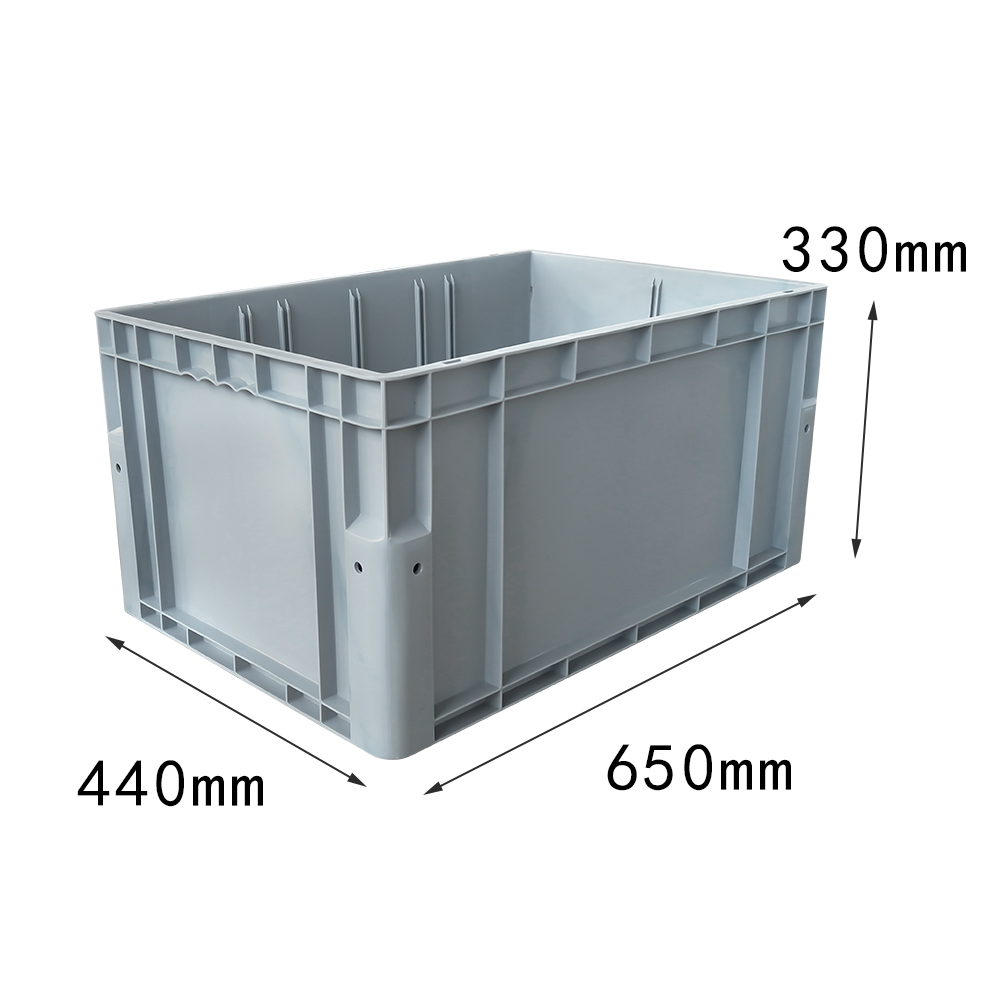 durable 650x440x330 mm PP material plastic moving tote box storage bin plastic container